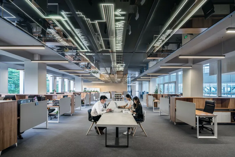 Open-plan office at work